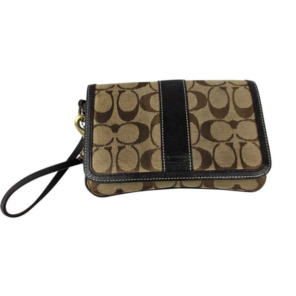 Vintage Coach Canvas Signature Clutch Wristlet Bag 7.5" x 5"